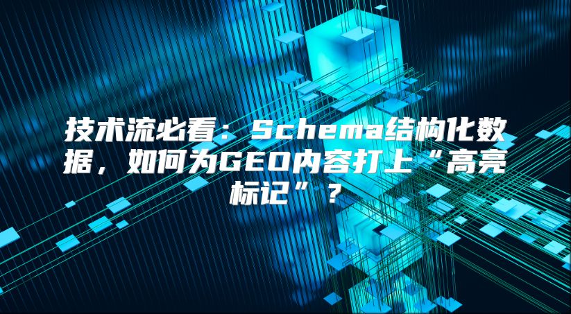技术流必看：Schema结构化数据，如何为GEO内容打上“高亮标记”？